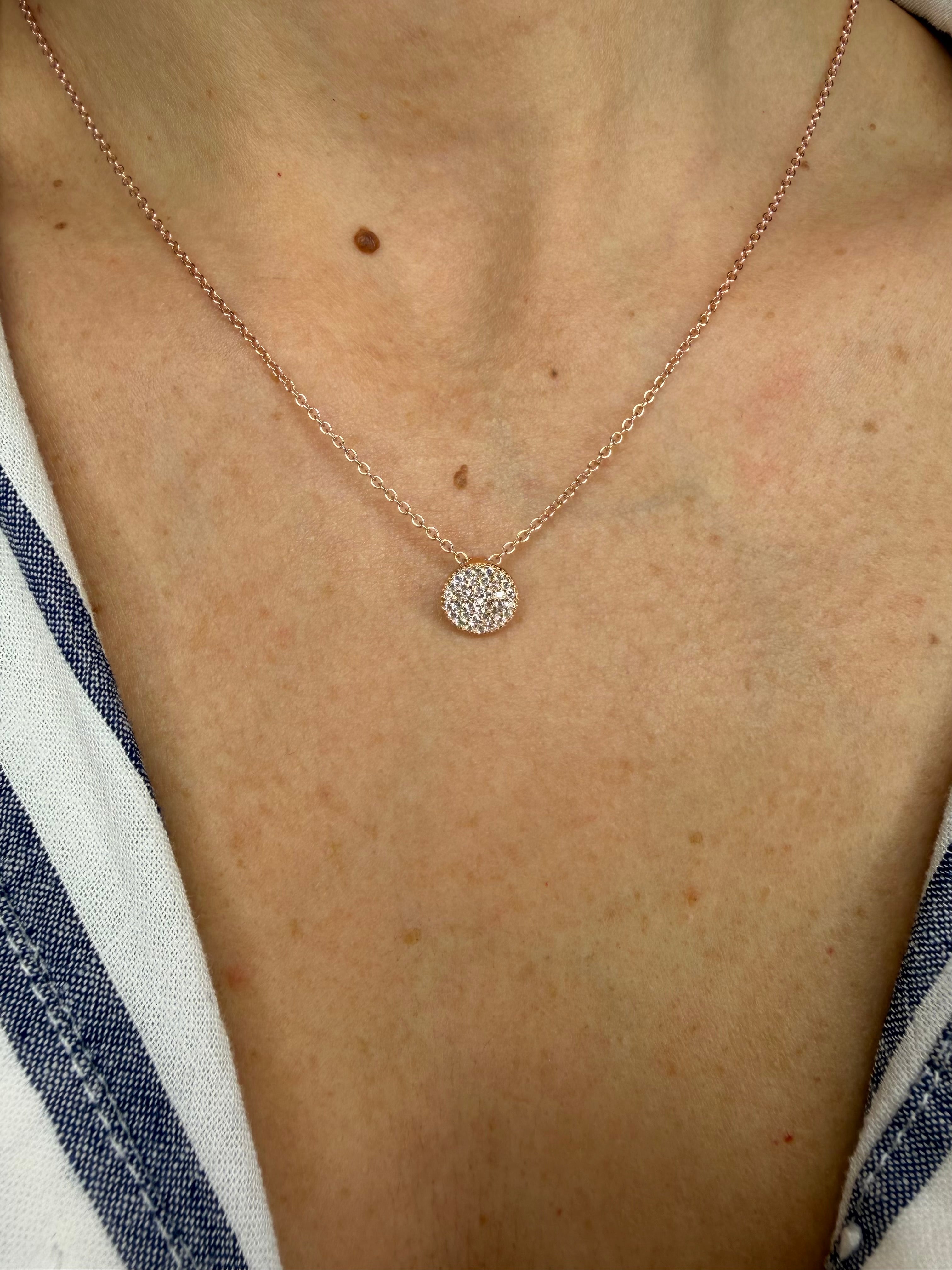 COLLANA TONDA CON ZIRCONI PAVÉ ROSÉ IN ARGENTO 925