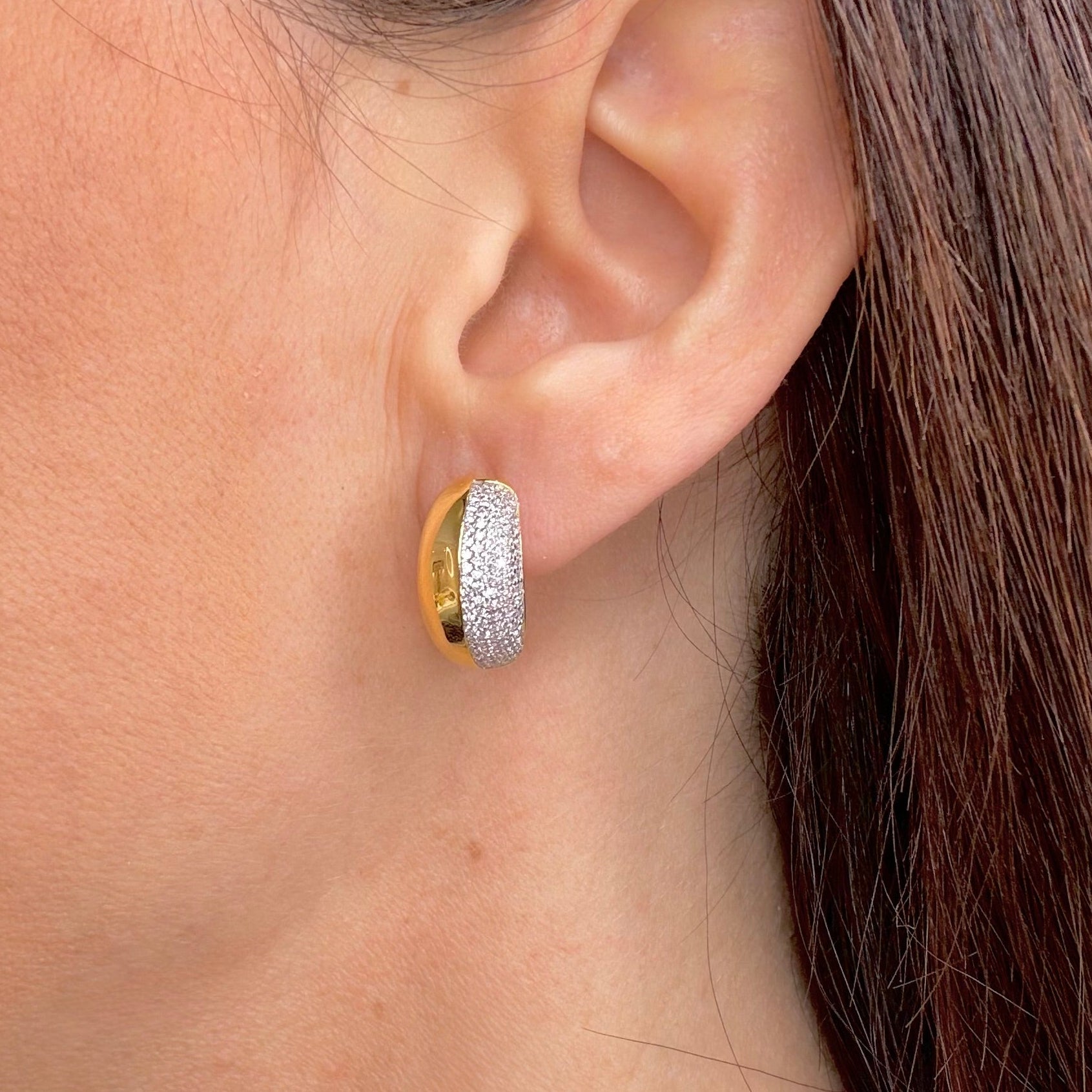 ORECCHINI CERCHIETTO IN ARGENTO GOLD E ZIRCONI