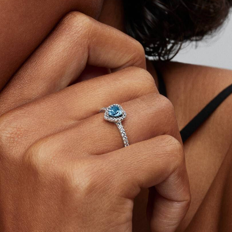 ANELLO PANDORA CUORE AZZURRO