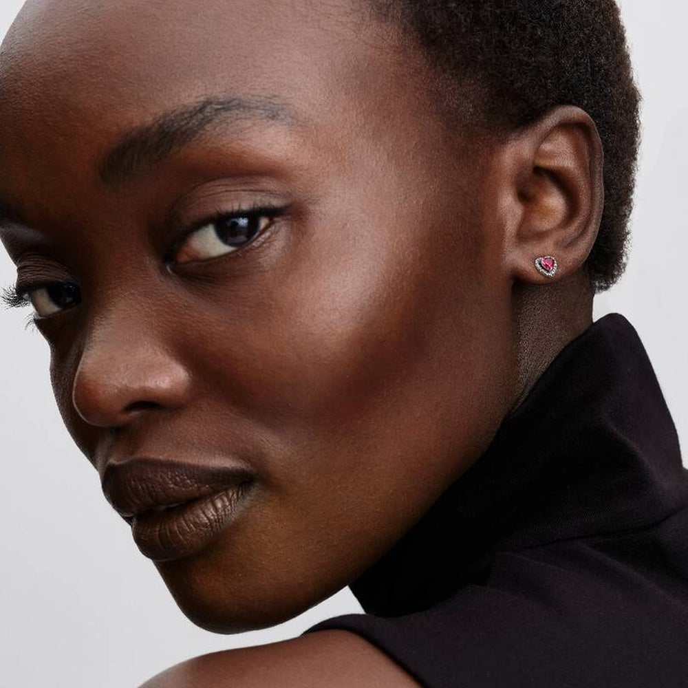 ORECCHINI PANDORA CUORE PIETRA ROSSA