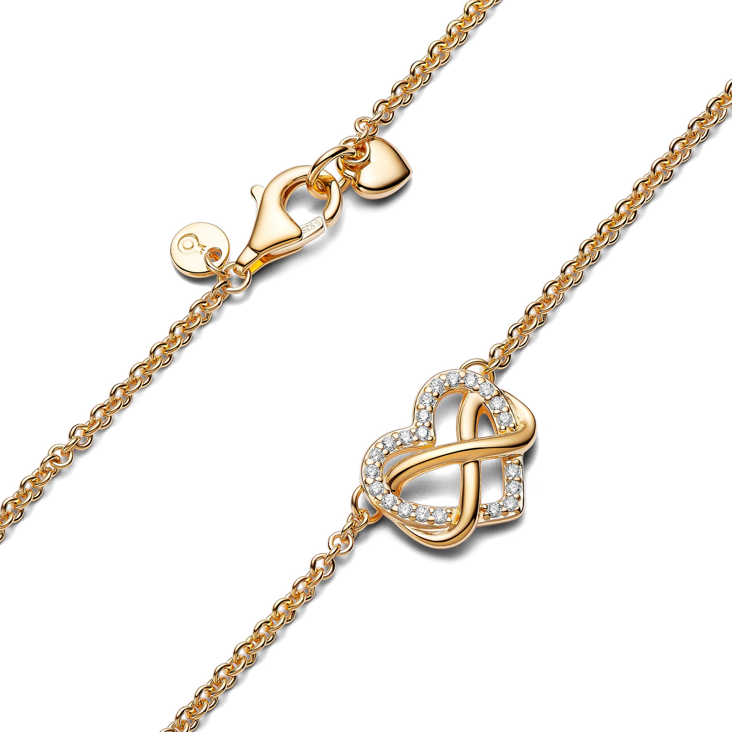 COLLANA PANDORA CUORE INFINITO DORATO CON PIETRE LUMINOSE