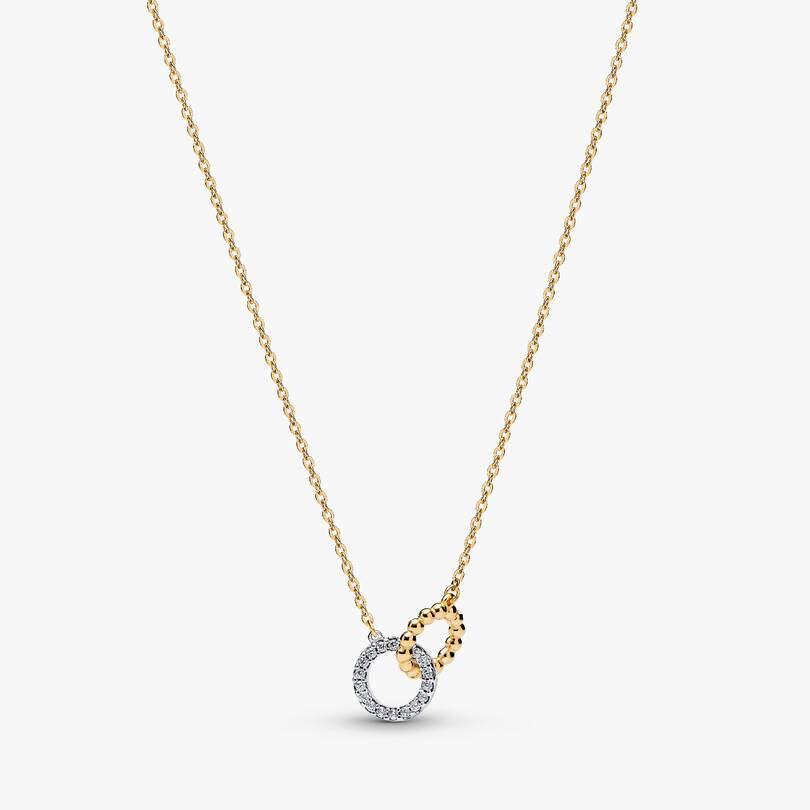 COLLANA PANDORA CERCHI INTRECCIATI SFERE E PAVE'