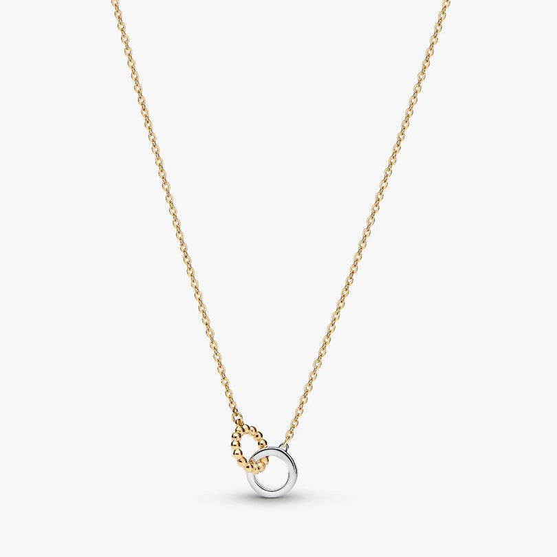 COLLANA PANDORA CERCHI INTRECCIATI SFERE E PAVE'