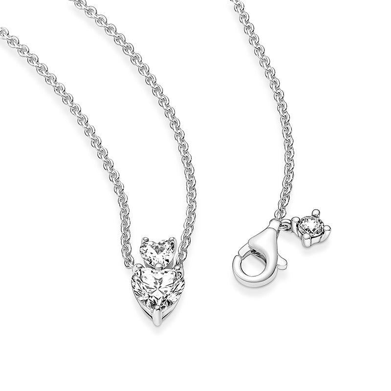 COLLANA PANDORA DOPPIO CUORE SCINTILLANTE