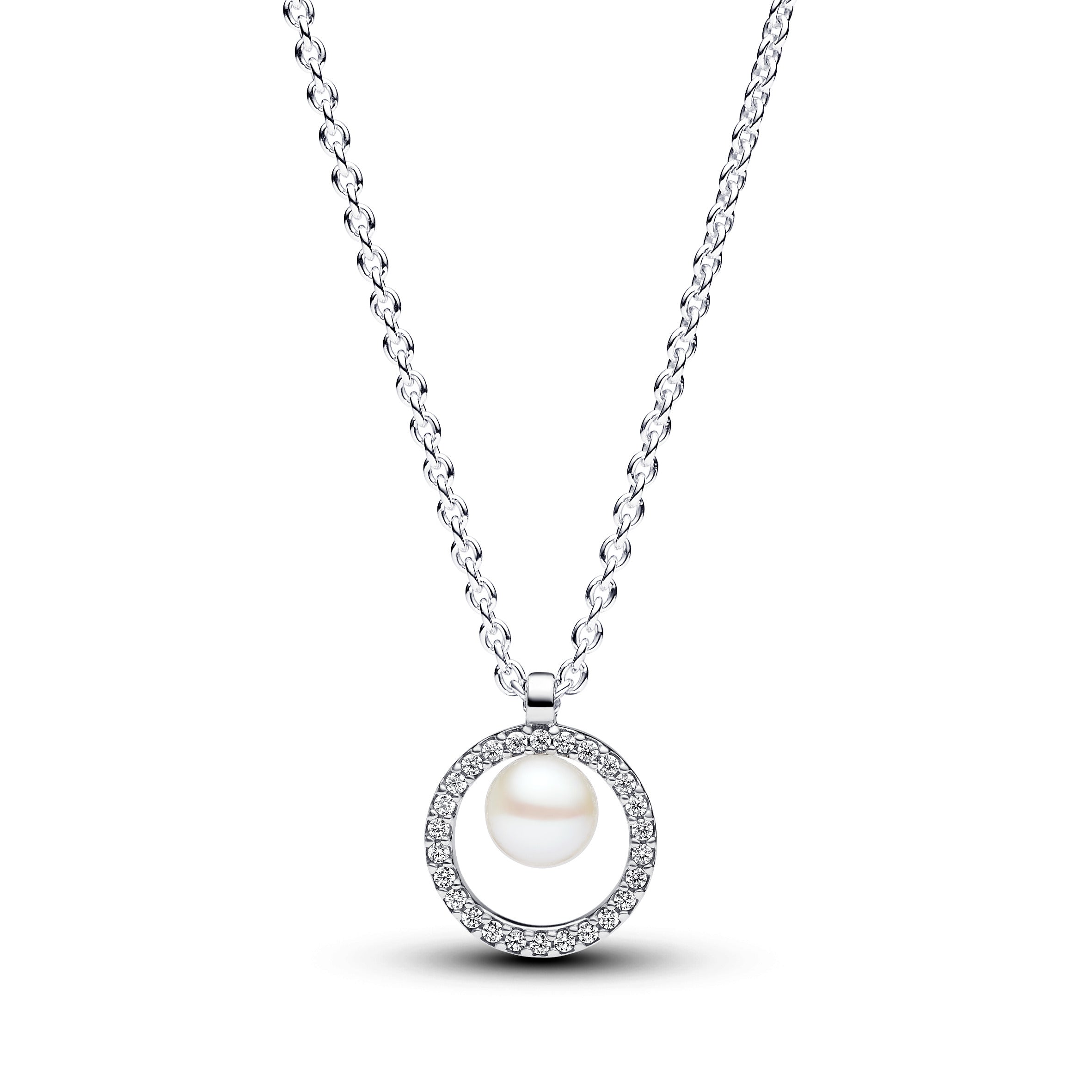 COLLANA PANDORA CON PERLA E PAVÈ DI PIETRE LUMINOSE
