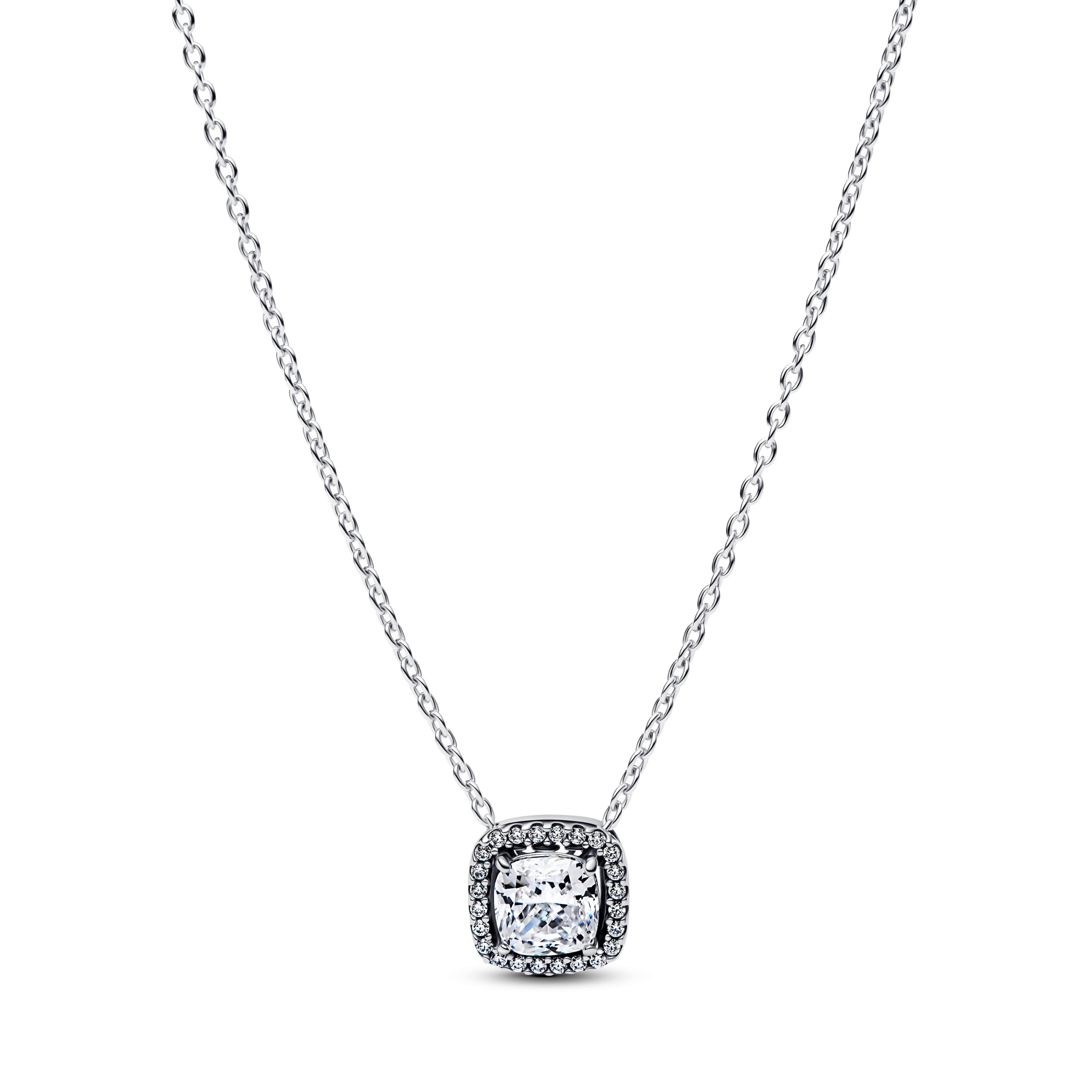 COLLANA PANDORA PUNTO LUCE QUADRATO BIANCO