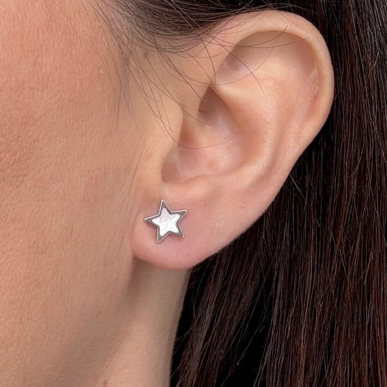 ORECCHINI STELLA IN ARGENTO SILVER E MADREPERLA