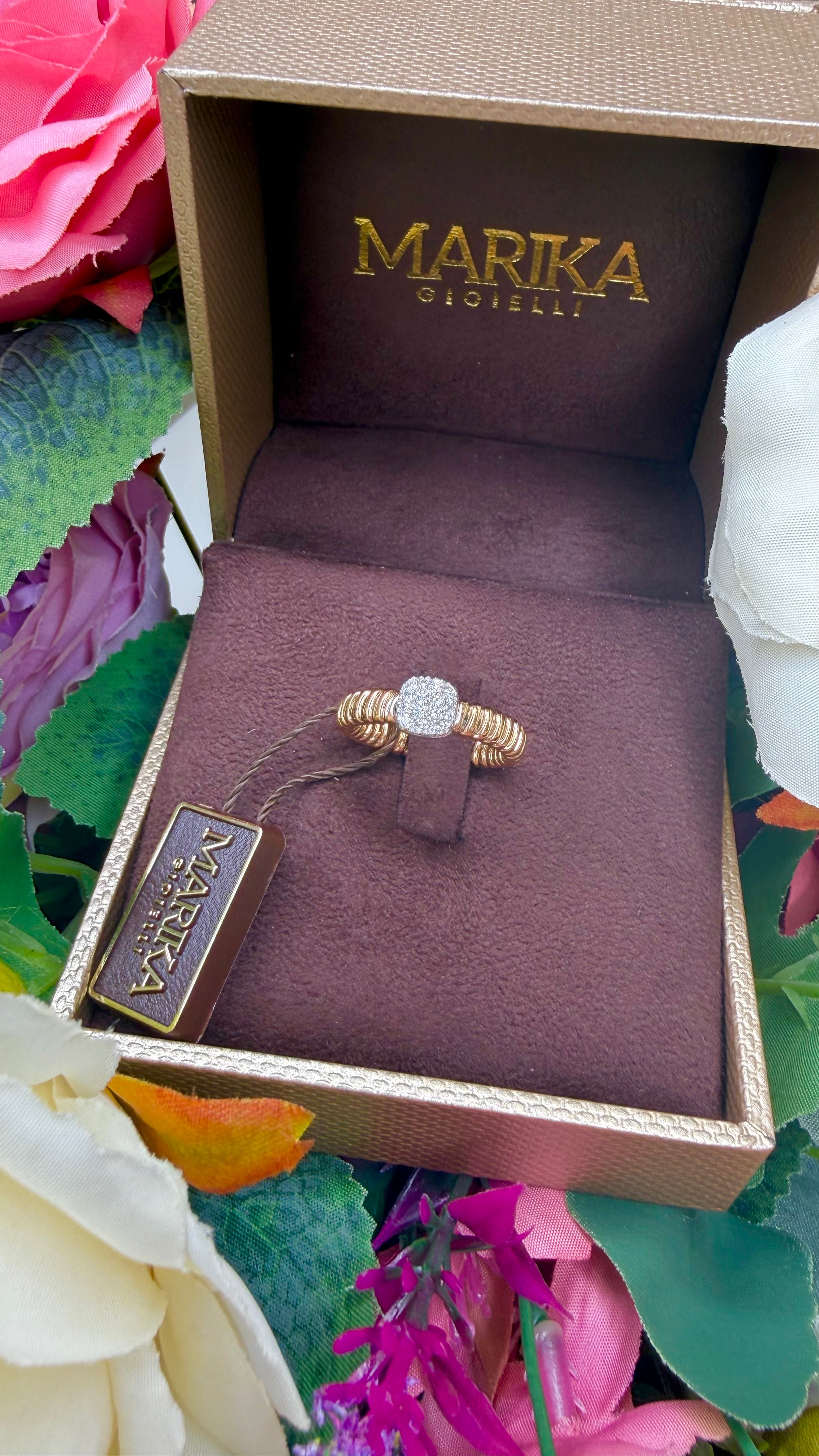 ANELLO TUBOGAS IN ORO ROSA 18 CARATI CON DIAMANTI