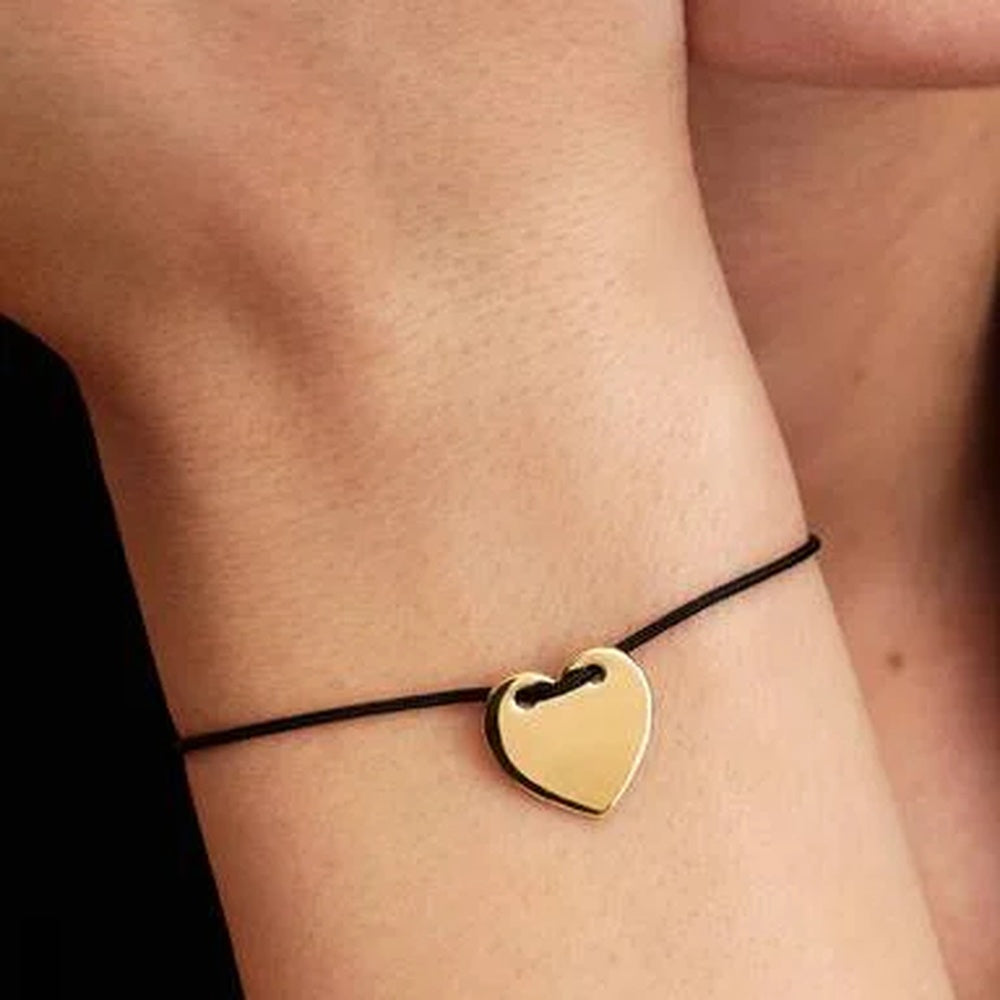 BRACCIALE PANDORA CORDINO NERO CON CUORE DA INCIDERE