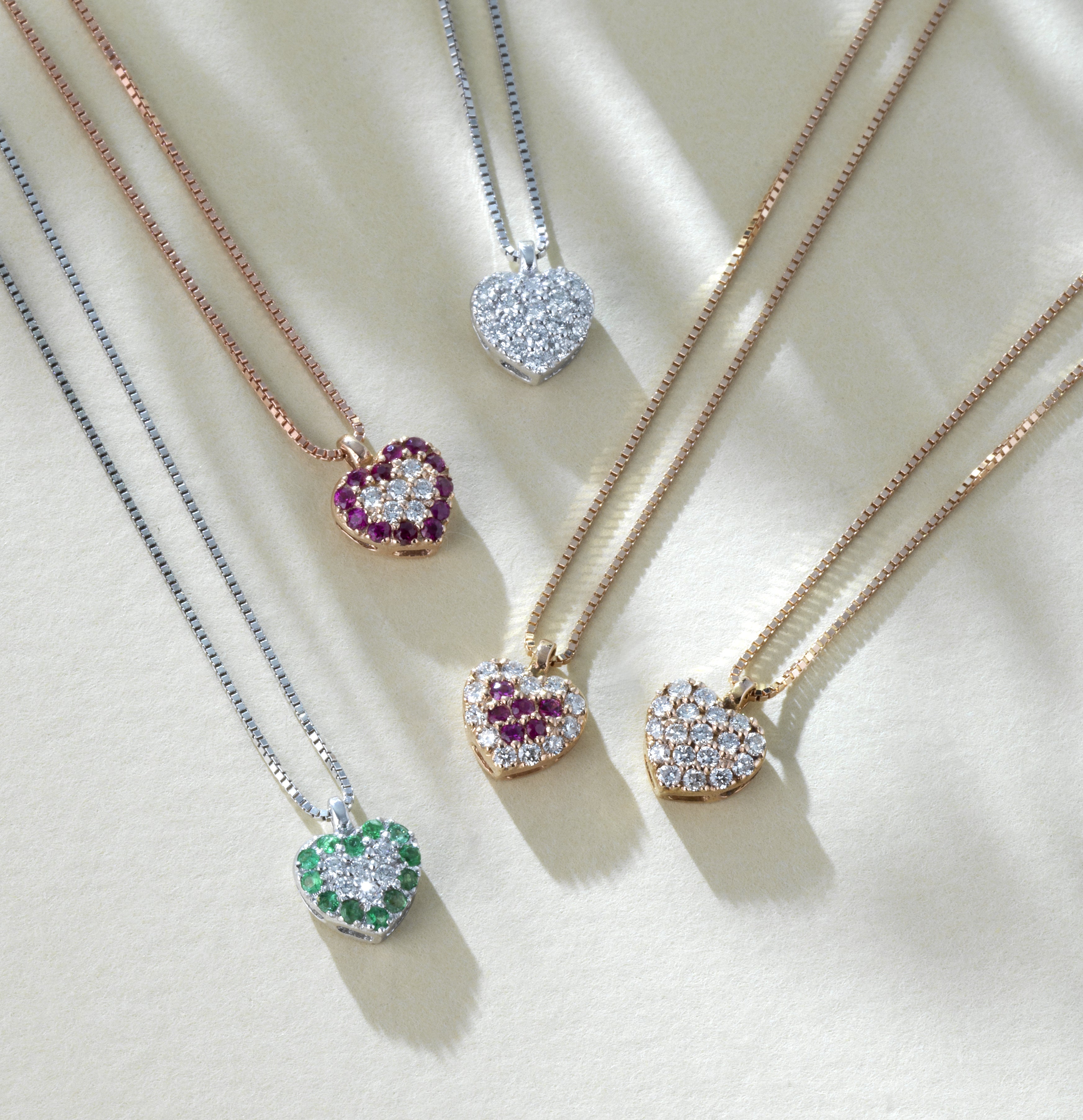 COLLANA CON CUORE IN ORO ROSA 18 CARATI CON DIAMANTI