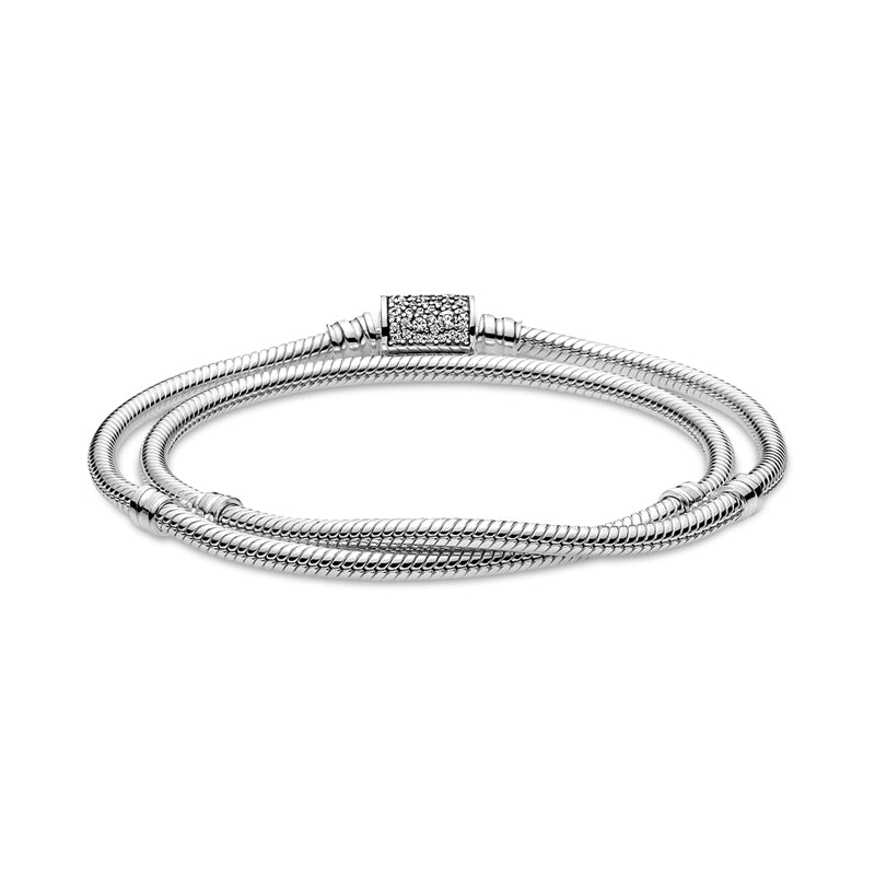 BRACCIALE PANDORA DOPPIO GIRO CILINDRO PAVÈ