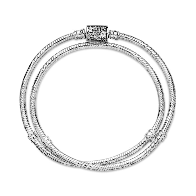 BRACCIALE PANDORA DOPPIO GIRO CILINDRO PAVÈ