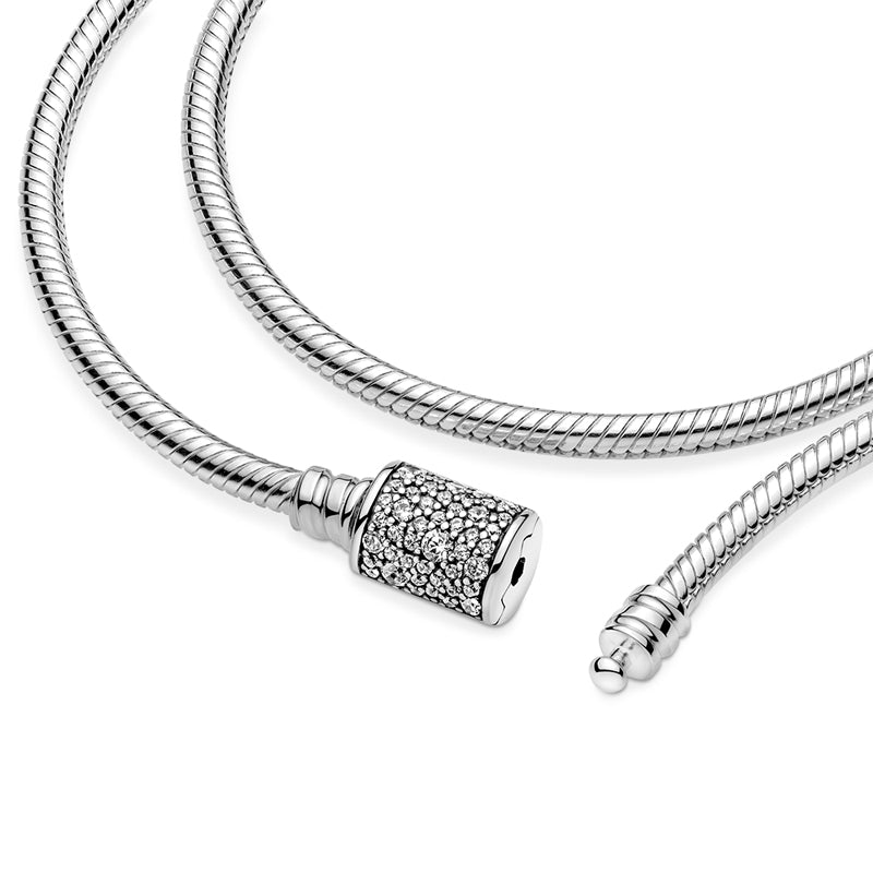 BRACCIALE PANDORA DOPPIO GIRO CILINDRO PAVÈ