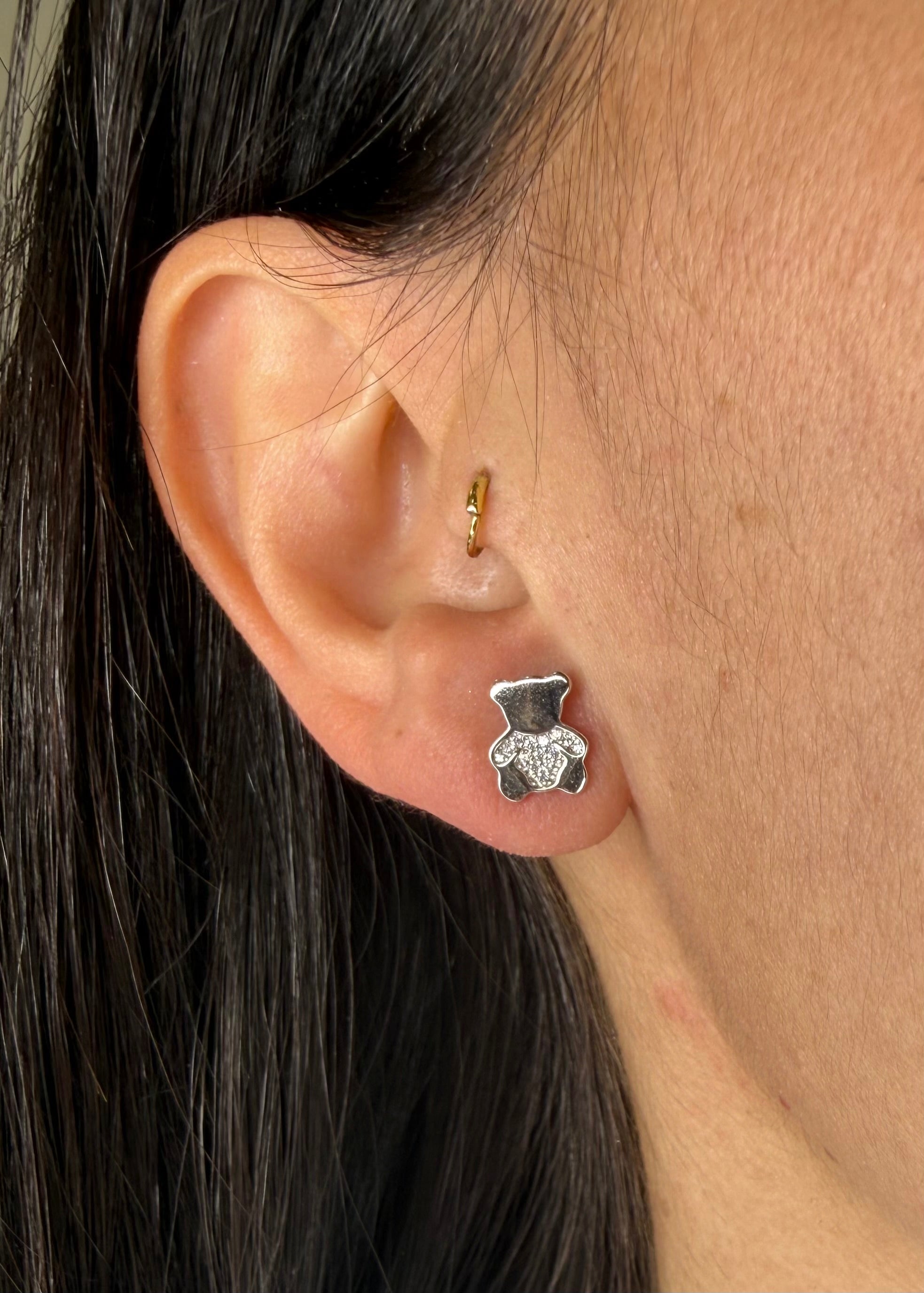 ORECCHINI ORSETTO CON ZIRCONI PAVÉ IN ARGENTO 925