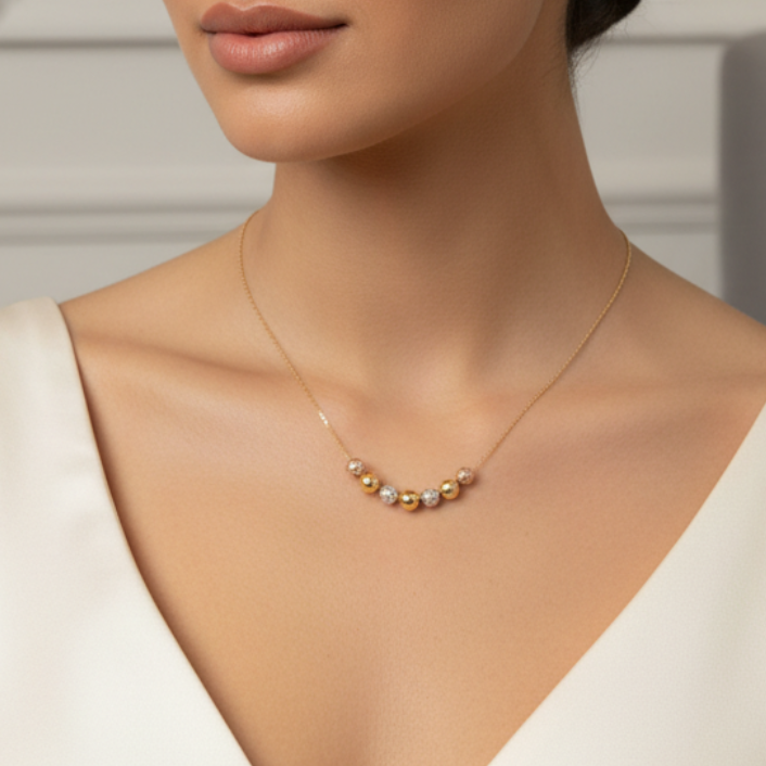 Collana con sfere in oro tricolore 18KT (750) – Made in Italy
