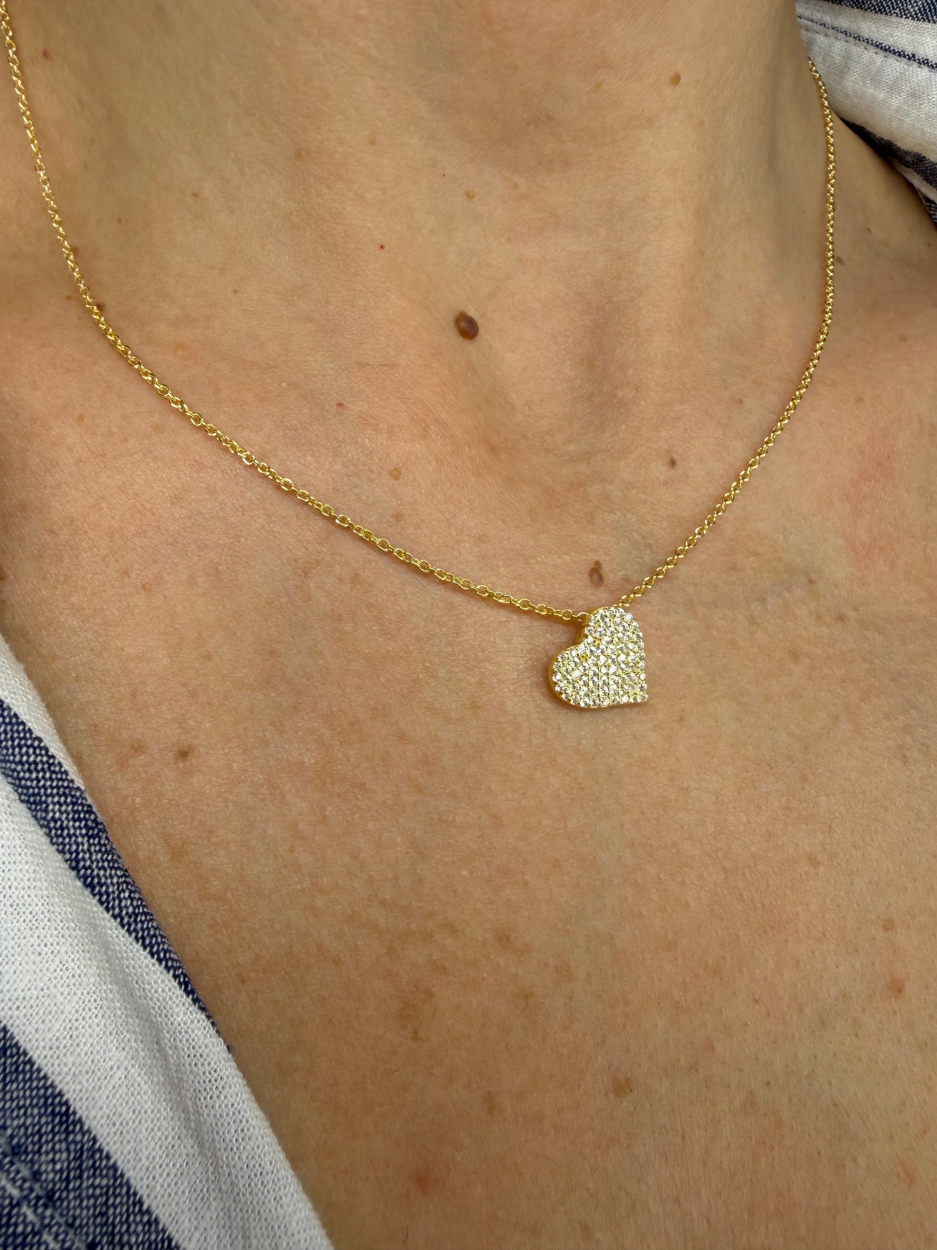 COLLANA CUORE CON ZIRCONI PAVÉ DORATA IN ARGENTO 925