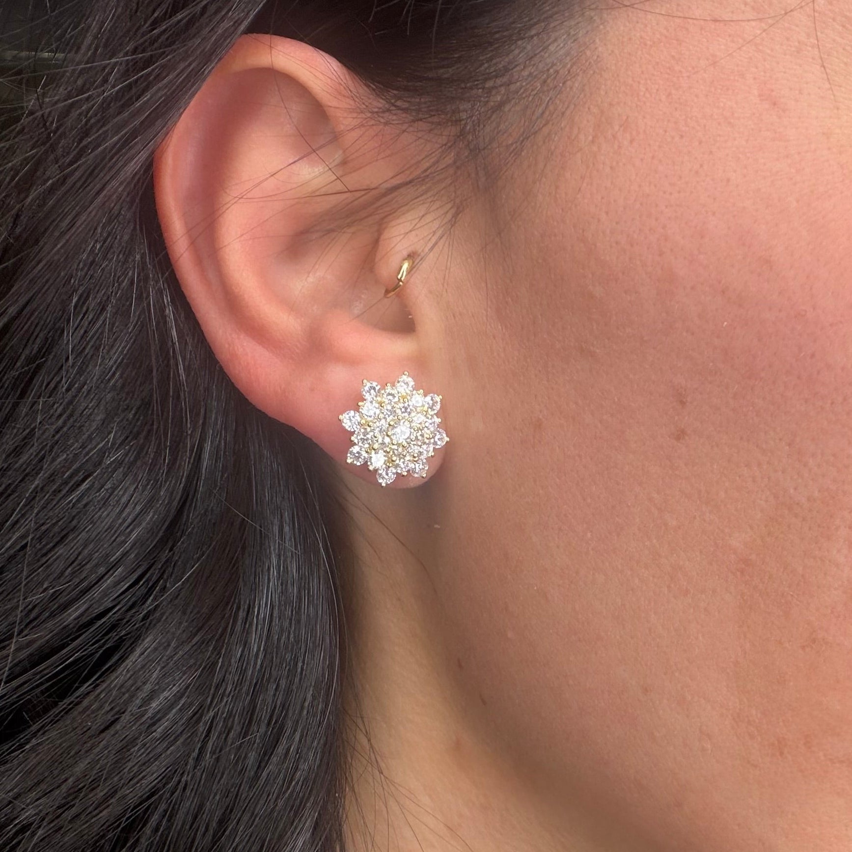 ORECCHINI FIORE IN ARGENTO GOLD E ZIRCONI