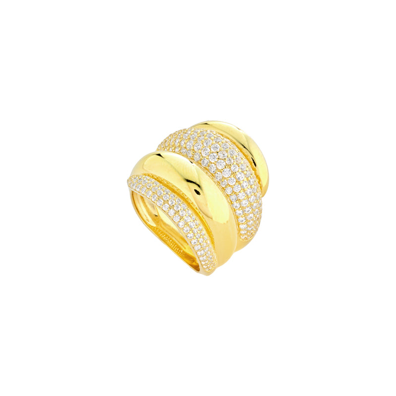 ANELLO FASCIA IN ARGENTO GOLD CON ZIRCONI