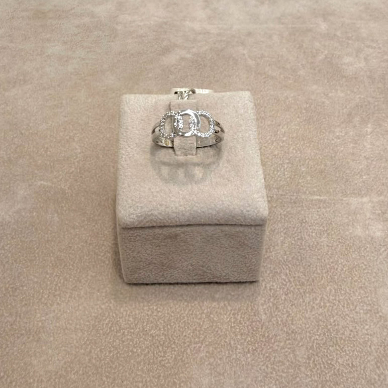 Anello Tre Cerchi con Zirconi in Oro Bianco 18 KT