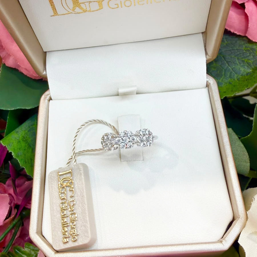 ANELLO TRILOGY IN ORO BIANCO 18 KT (750) CON ZIRCONI