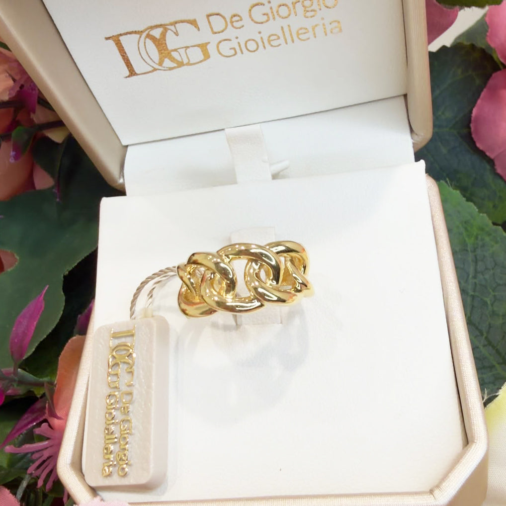 ANELLO A CATENA INTRECCIATA IN ORO GIALLO 18 KT (750)
