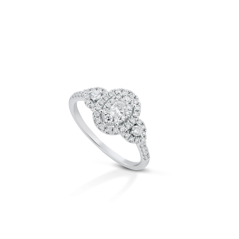ANELLO OVALE ILLUSION IN ORO BIANCO 18KT E DIAMANTI