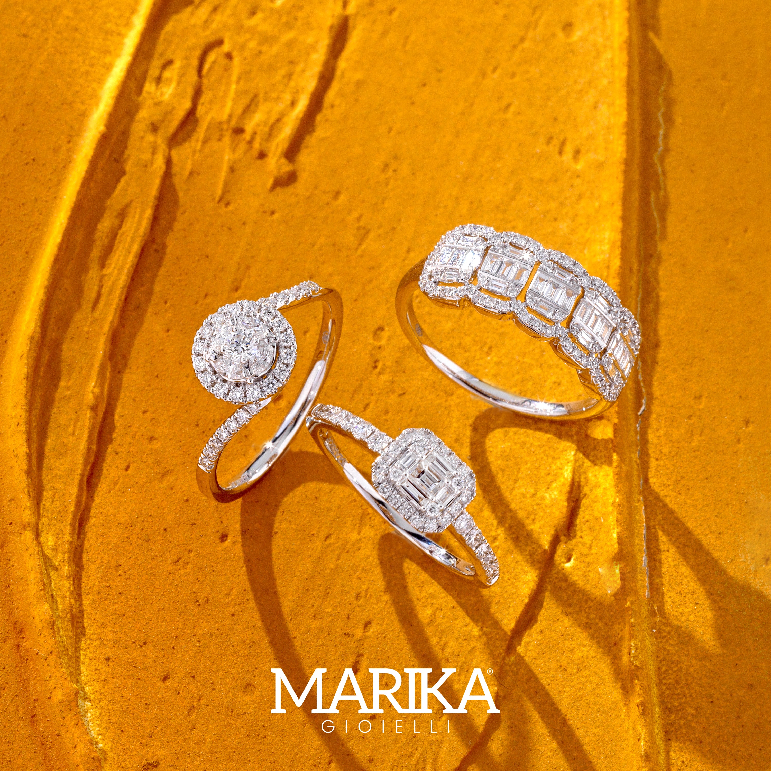 ANELLO VERETTA IN ORO BIANCO 18KT DIAMANTI E BAGUETTE