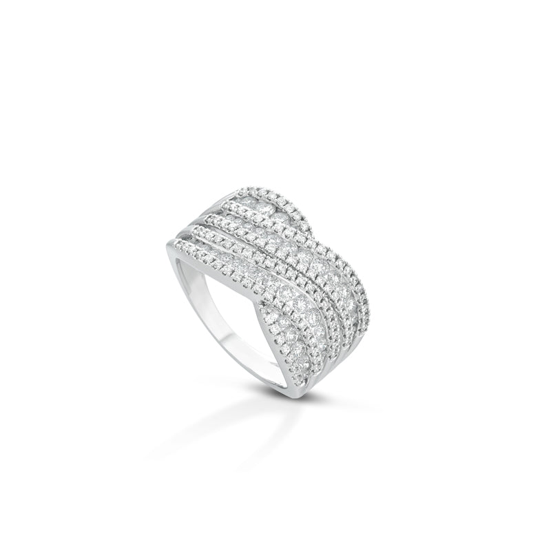 ANELLO FASCIA IN ORO BIANCO 18 CARATI CON DIAMANTI
