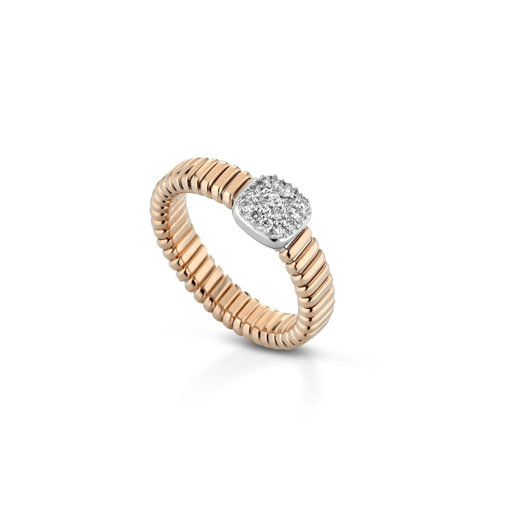 ANELLO TUBOGAS IN ORO ROSA 18 CARATI CON DIAMANTI