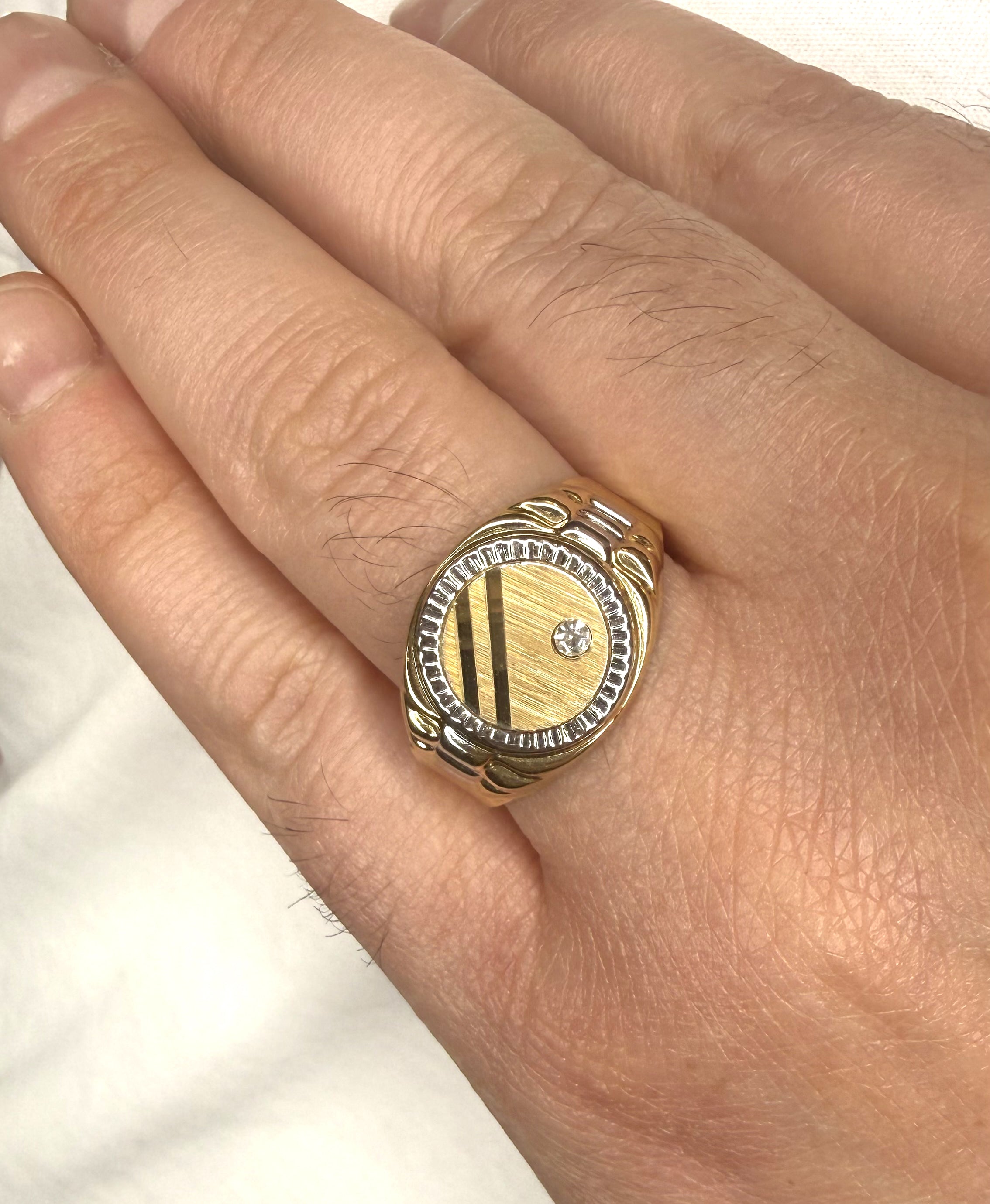 Anello Uomo Chevalier Bicolore con Zircone in Oro 18KT (750)
