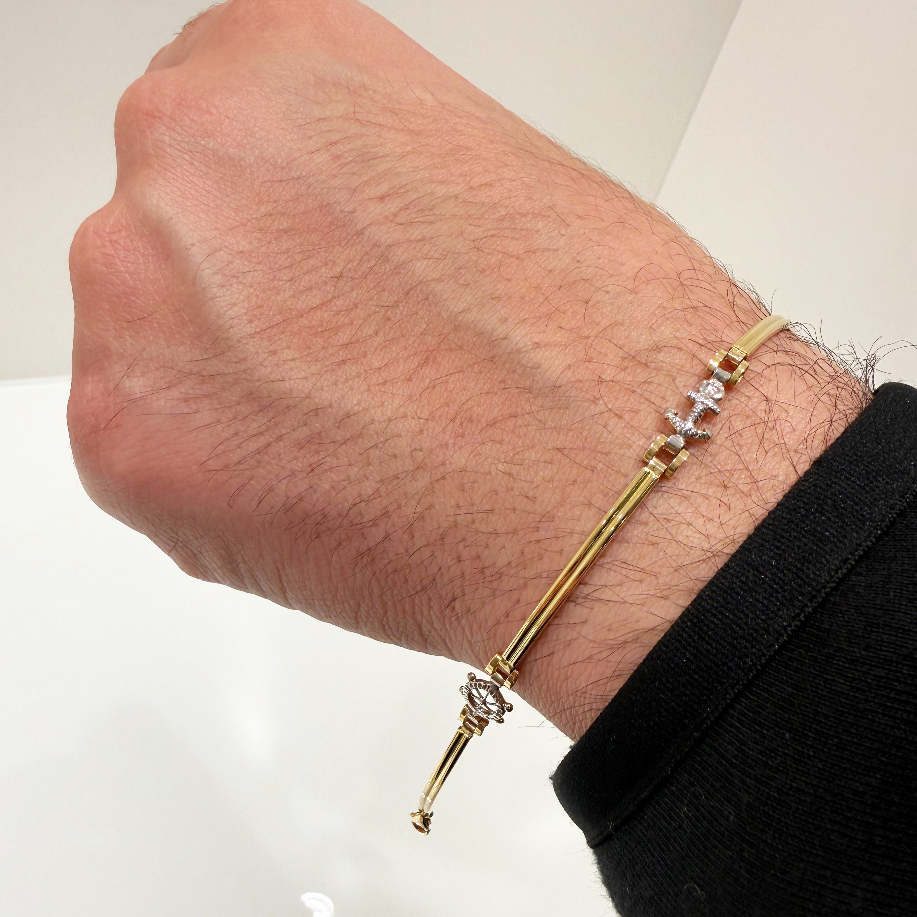 Bracciale timone e ancora in oro giallo 18KT (750) – stile nautico – Made in Italy