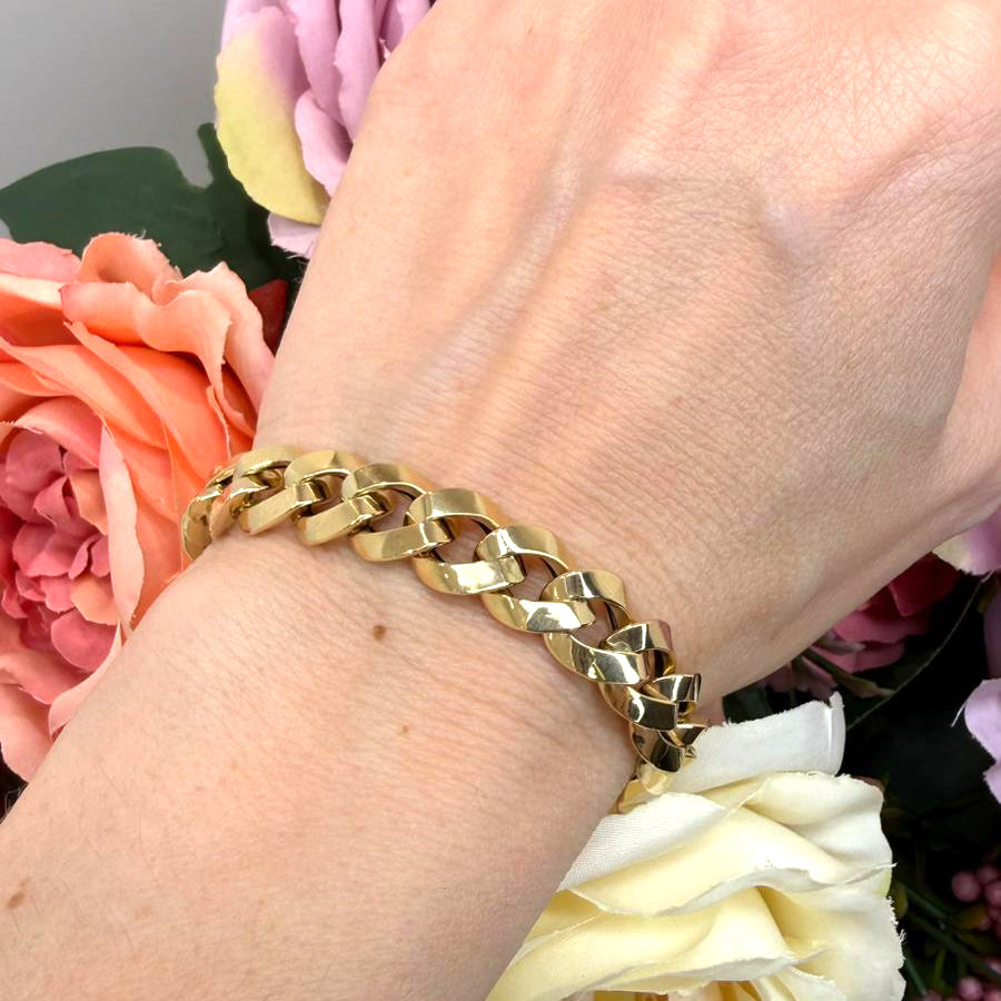 Bracciale unisex maglia grumetta piatta in oro giallo 18KT (750)