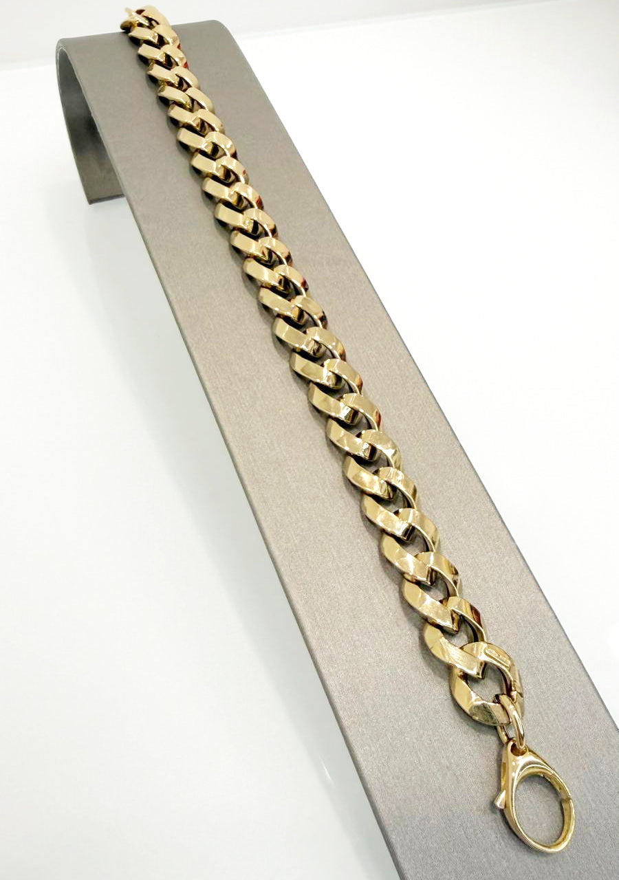 Bracciale unisex maglia grumetta piatta in oro giallo 18KT (750)