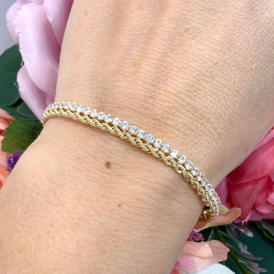 Bracciale Tennis con Zirconi in Oro Giallo 18 KT (750)