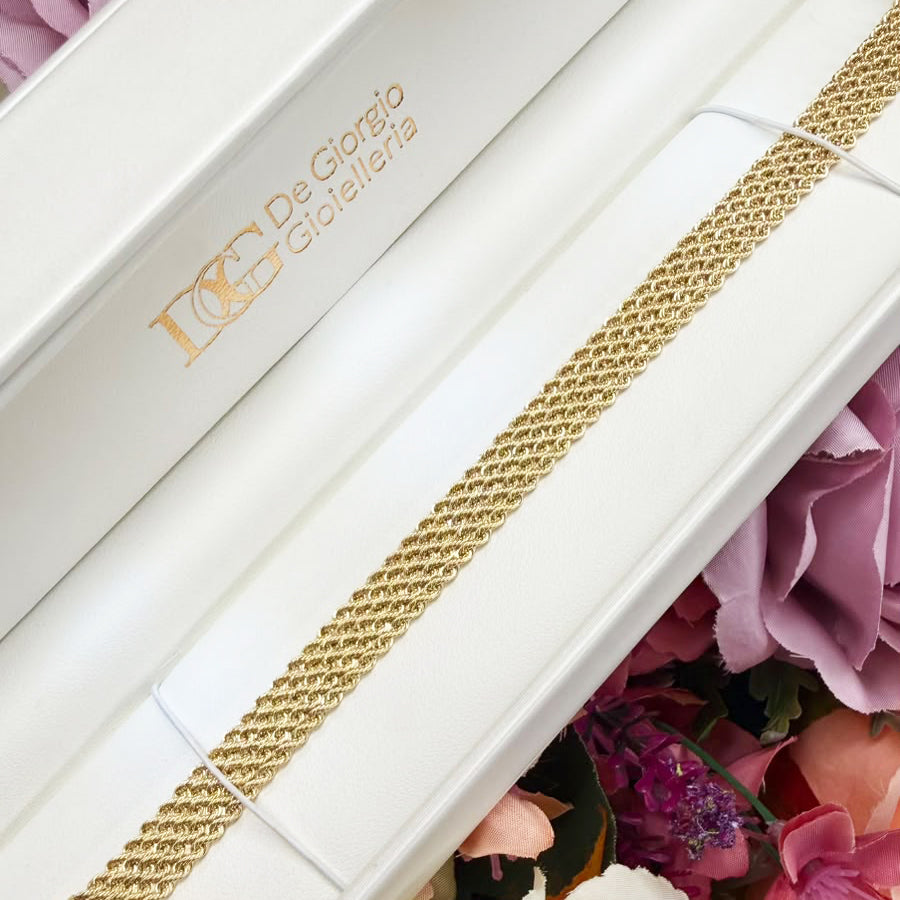 Bracciale a 5 Fili Intrecciati in Oro Giallo 18 KT