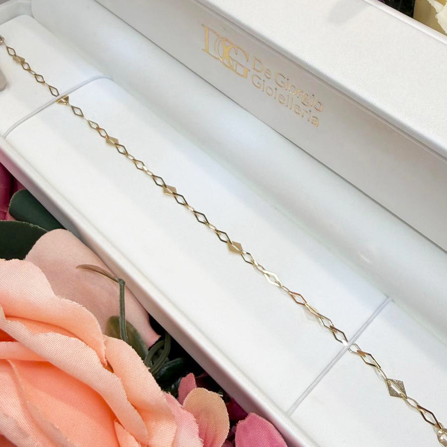 Bracciale con Rombo Geometrico in Oro Giallo 18 KT