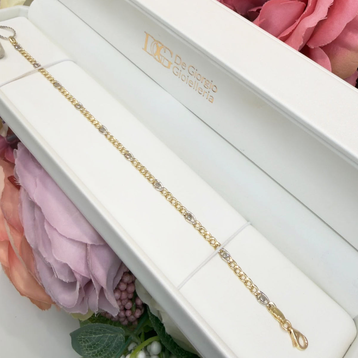 BRACCIALE GROUMETTE BICOLORE IN ORO GIALLO E BIANCO 18 KT (750)
