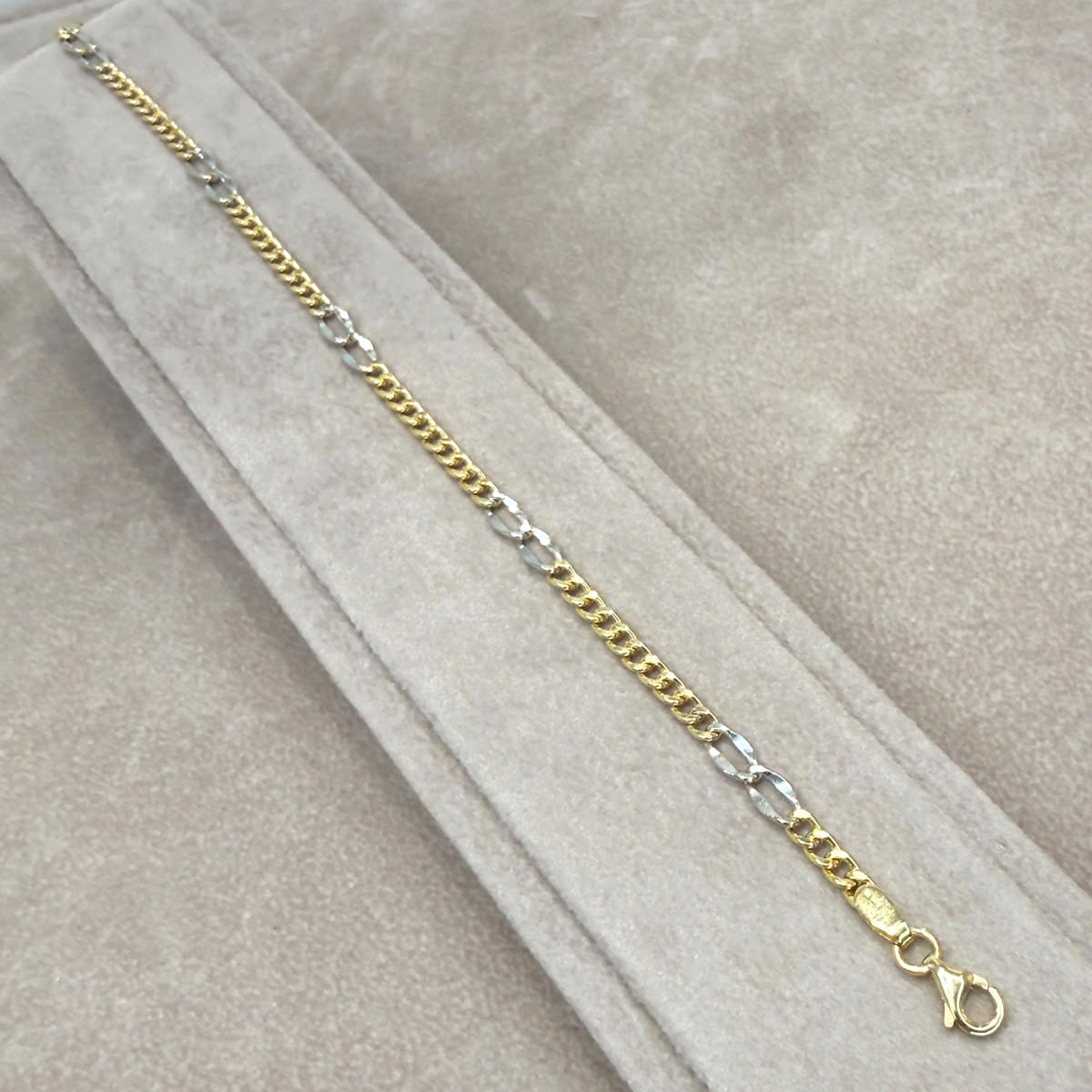 BRACCIALE GROUMETTE BICOLORE IN ORO GIALLO E BIANCO 18 KT (750)