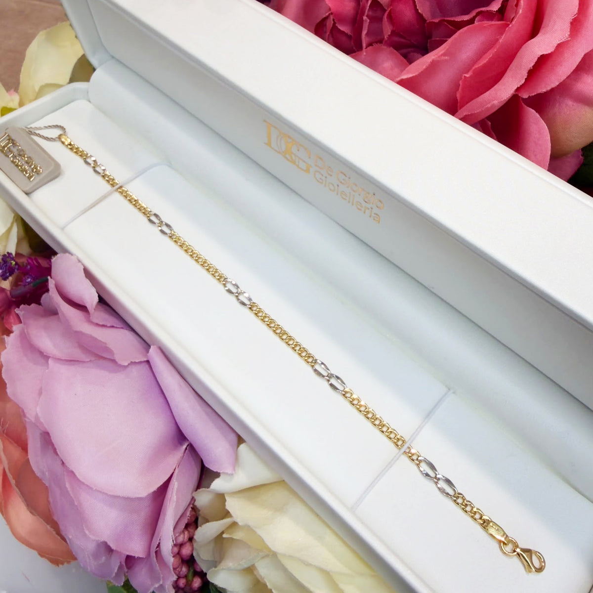 BRACCIALE GROUMETTE BICOLORE IN ORO GIALLO E BIANCO 18 KT (750)