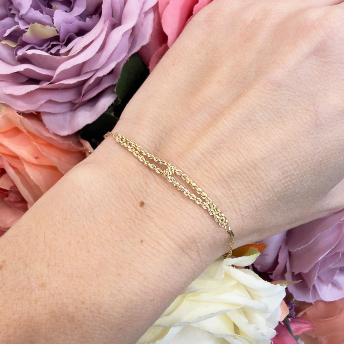 BRACCIALE DOPPIO FILO TORCHON CON NODO IN ORO GIALLO 18 KT (750)