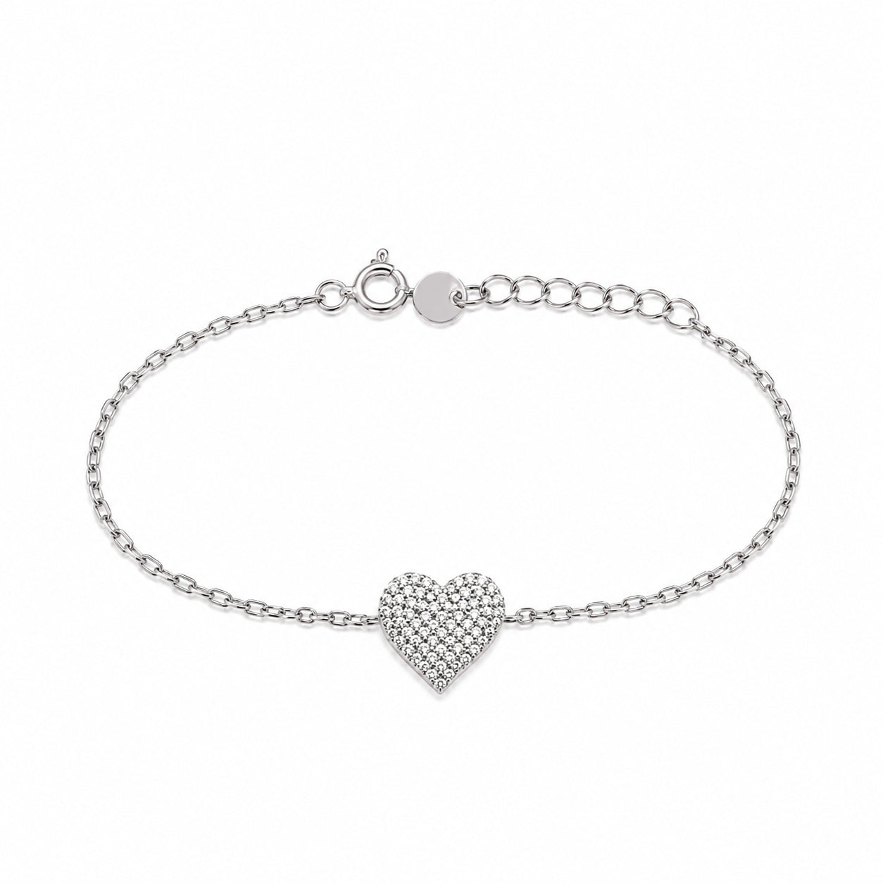 BRACCIALE CUORE CON ZIRCONI PAVÉ IN ARGENTO 925