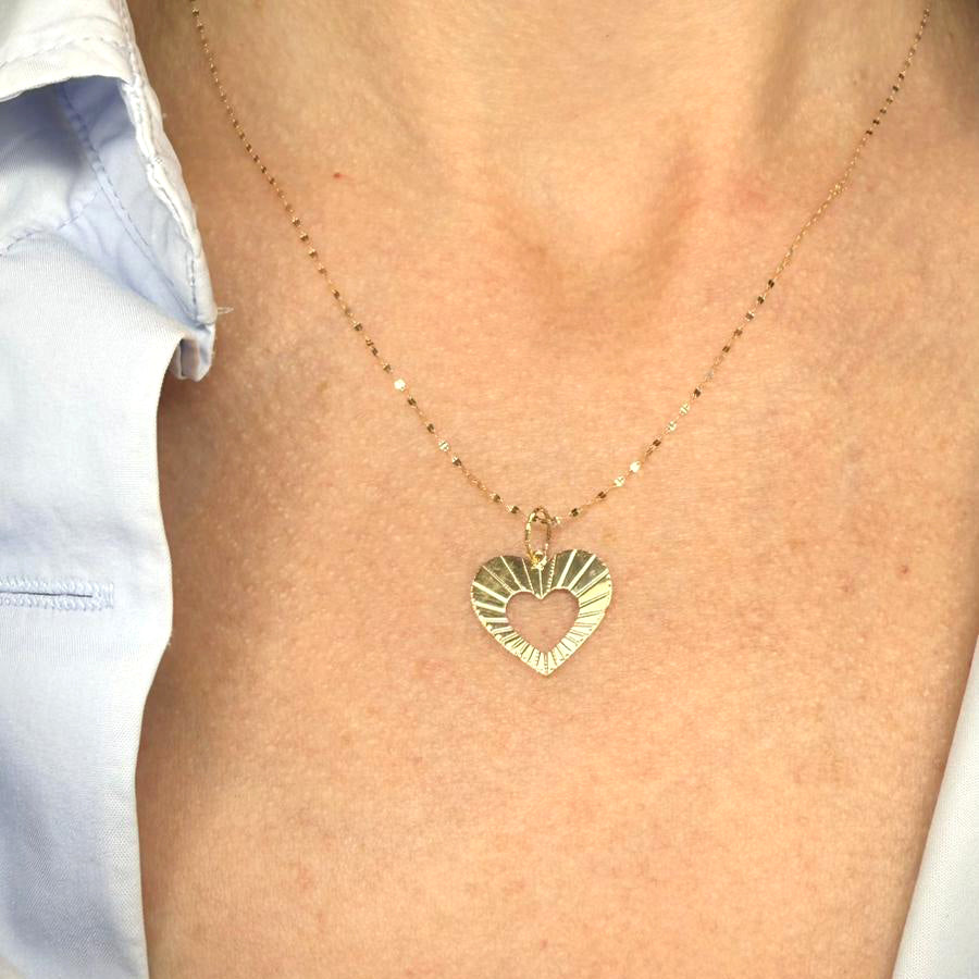 Collana con cuore traforato in oro giallo 18 KT (750)
