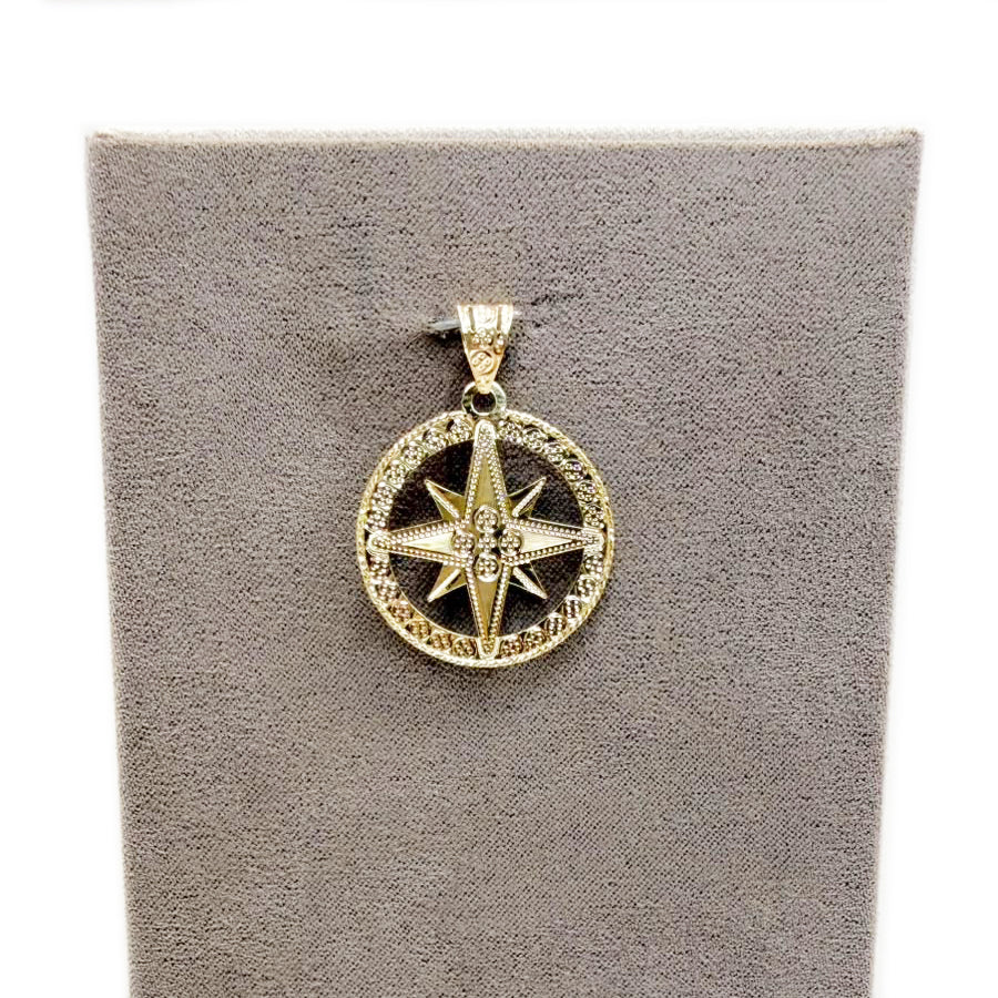 Ciondolo rosa dei venti in oro giallo 18 KT (750)