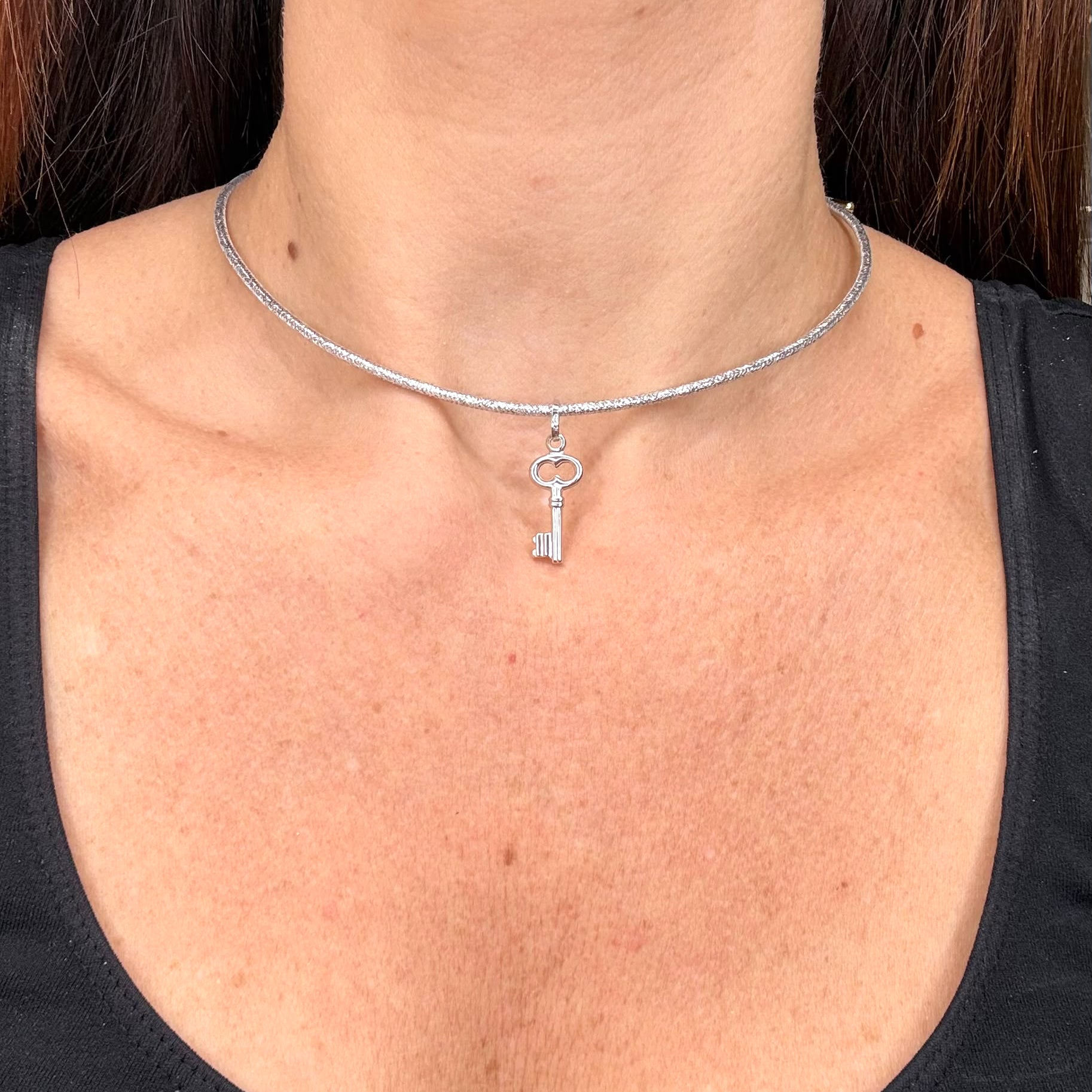 Ciondolo Chiave in Oro Bianco 18 KT