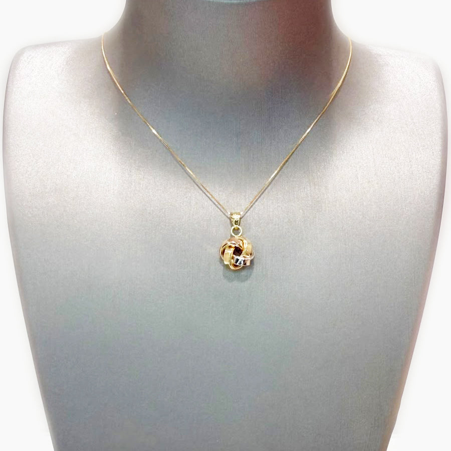 Collana con Ciondolo Nodo Intrecciati in Oro Giallo 18 KT