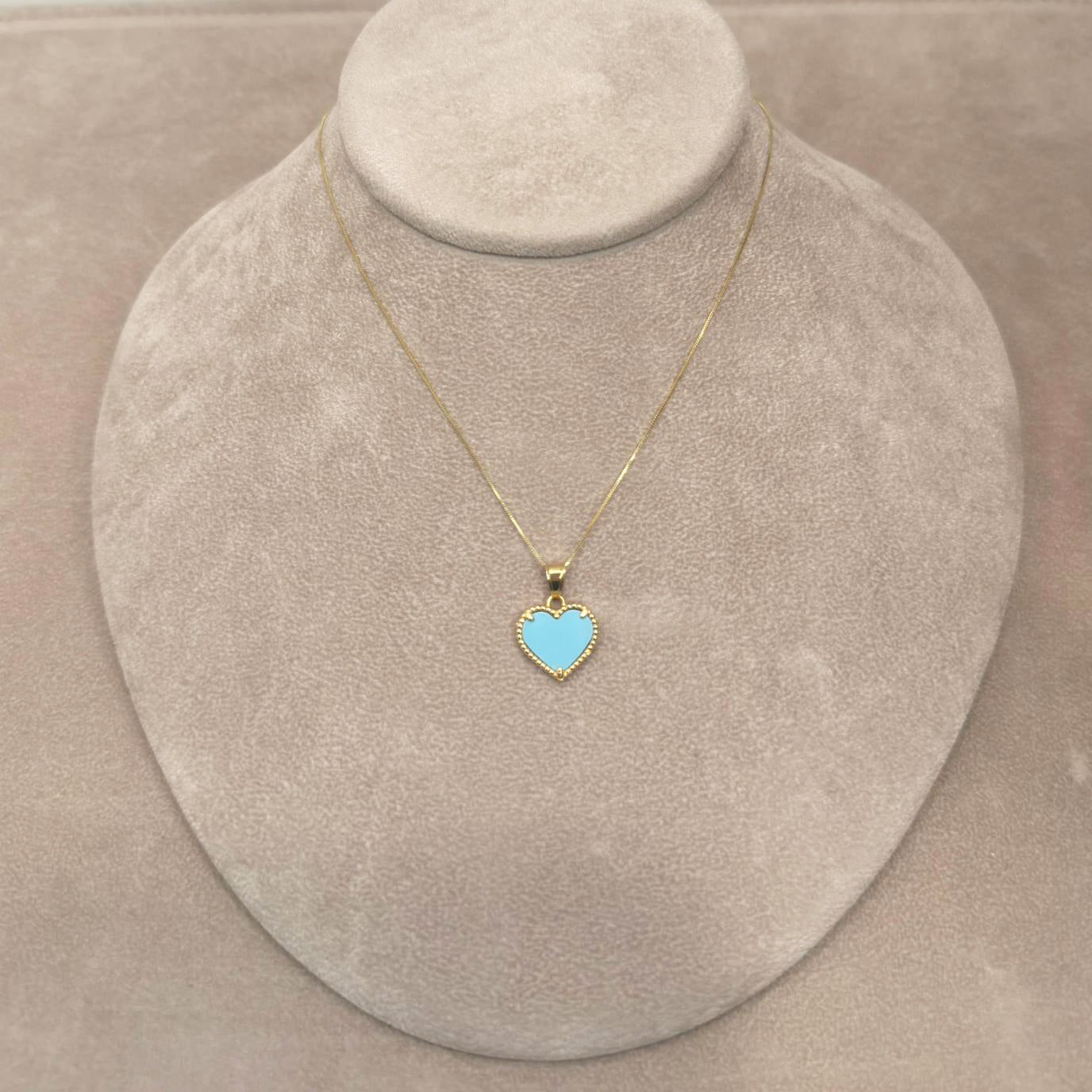 Collana con Cuore in Turchese e Oro Giallo 18 KT