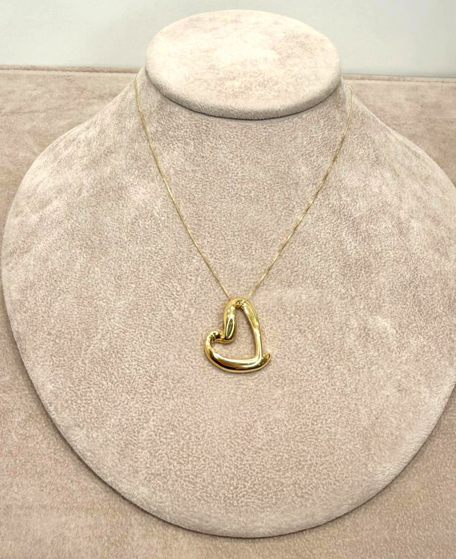 Collana con Ciondolo Cuore Stilizzato in Oro Giallo 18 KT
