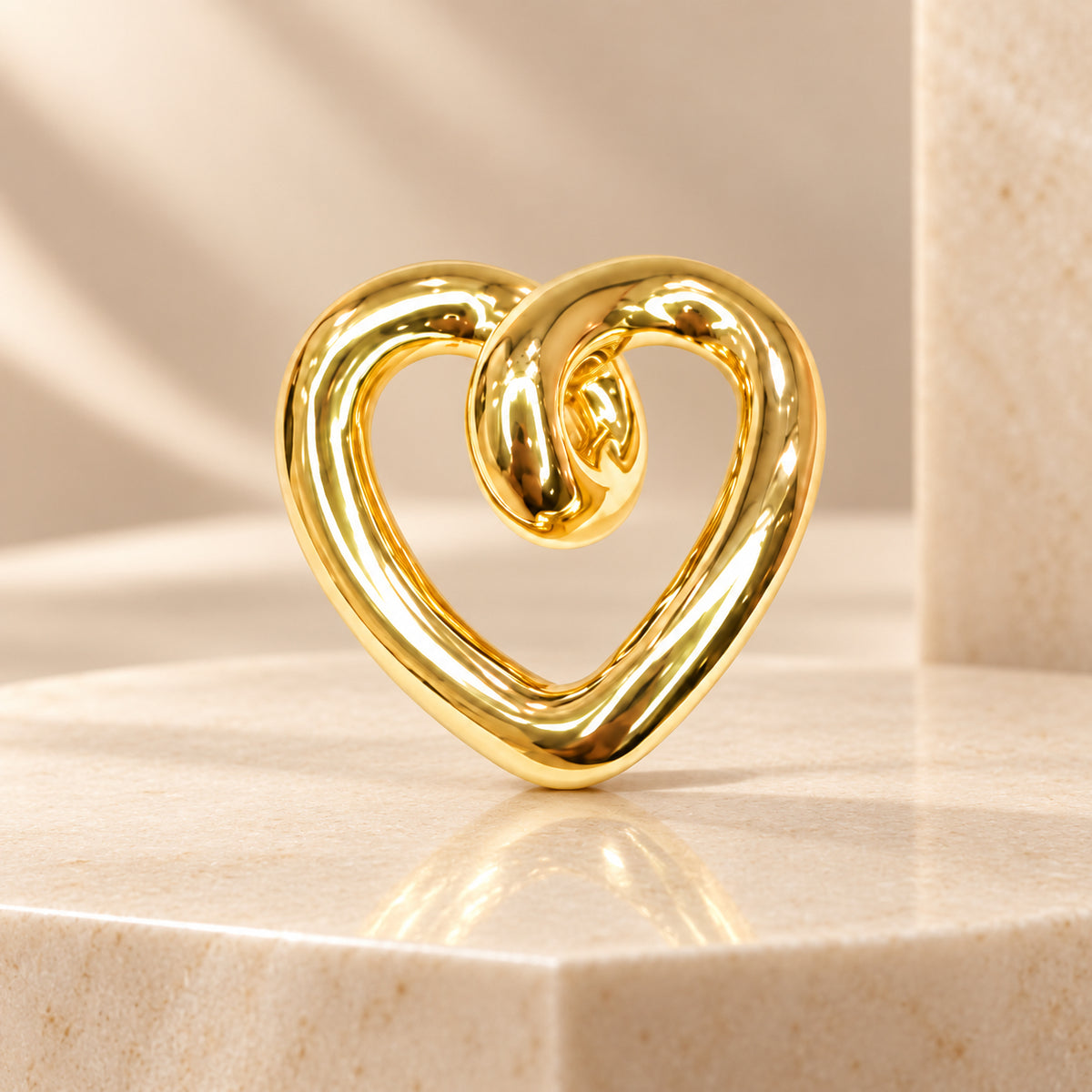PENDENTE CUORE APERTO BOMBATO IN ORO GIALLO 18 KT