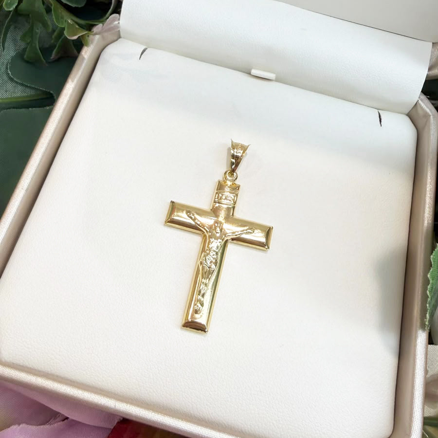 CIONDOLO CROCE CON CRISTO IN ORO GIALLO 18 KT (750)