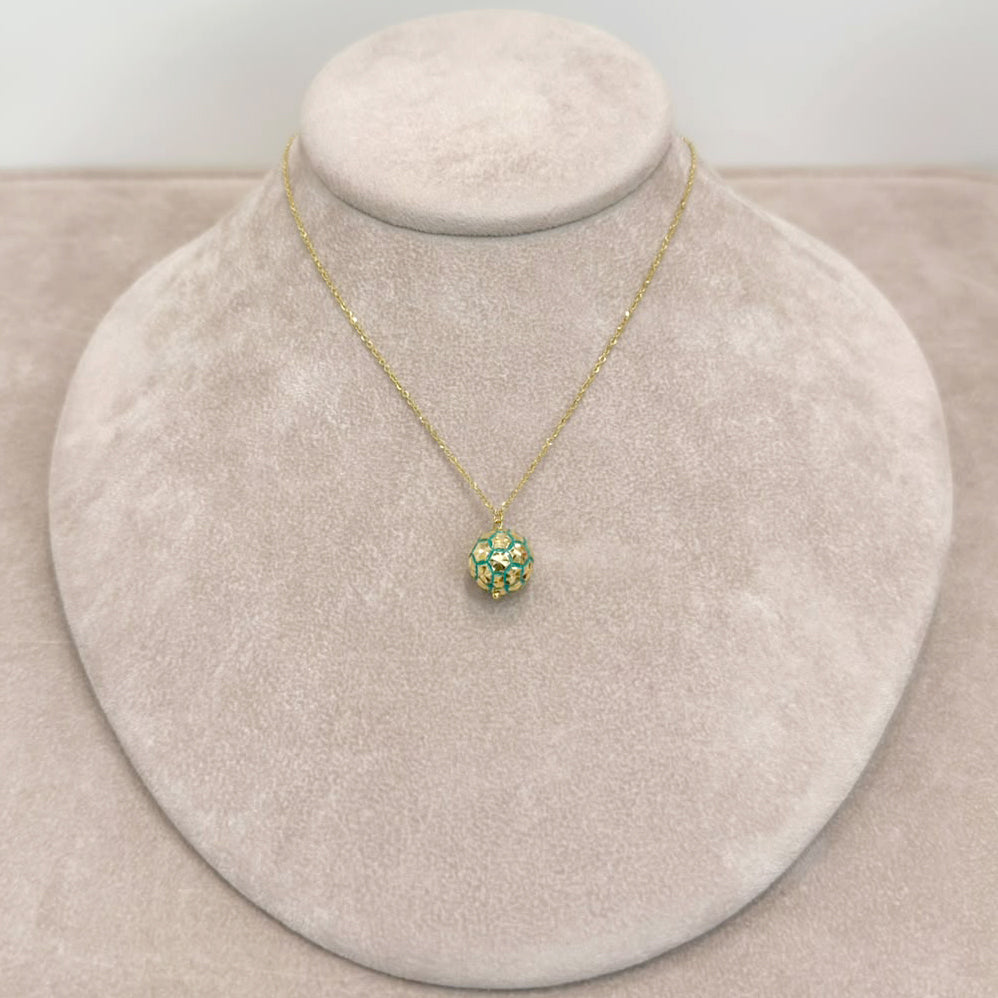 COLLANA IN ORO GIALLO 18 KT (750) CON SFERA LAVORATA